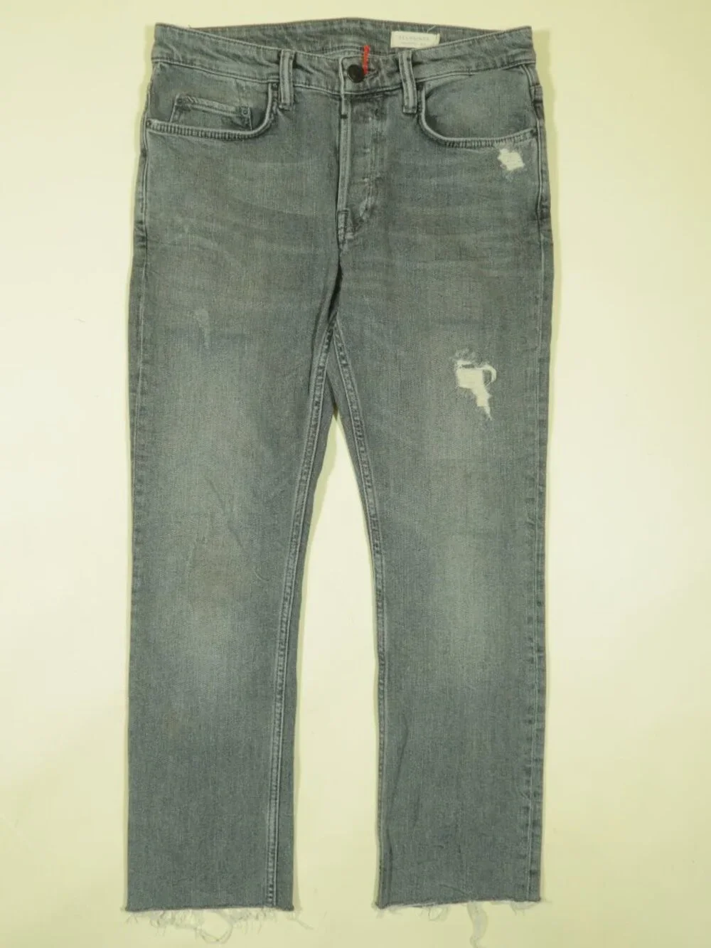 All Saints Cigarette Damaged Jeans Mens 30 Gray Skinny Taper